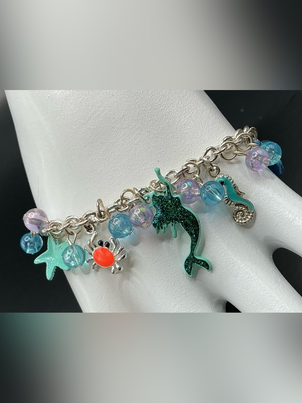 SILVER TONR COLORFUL CHARMS MERMAID SEA CHARM BROOCH